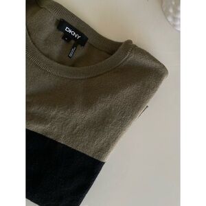 DKNY Olive & Black Chunky Stripe Sweater Top